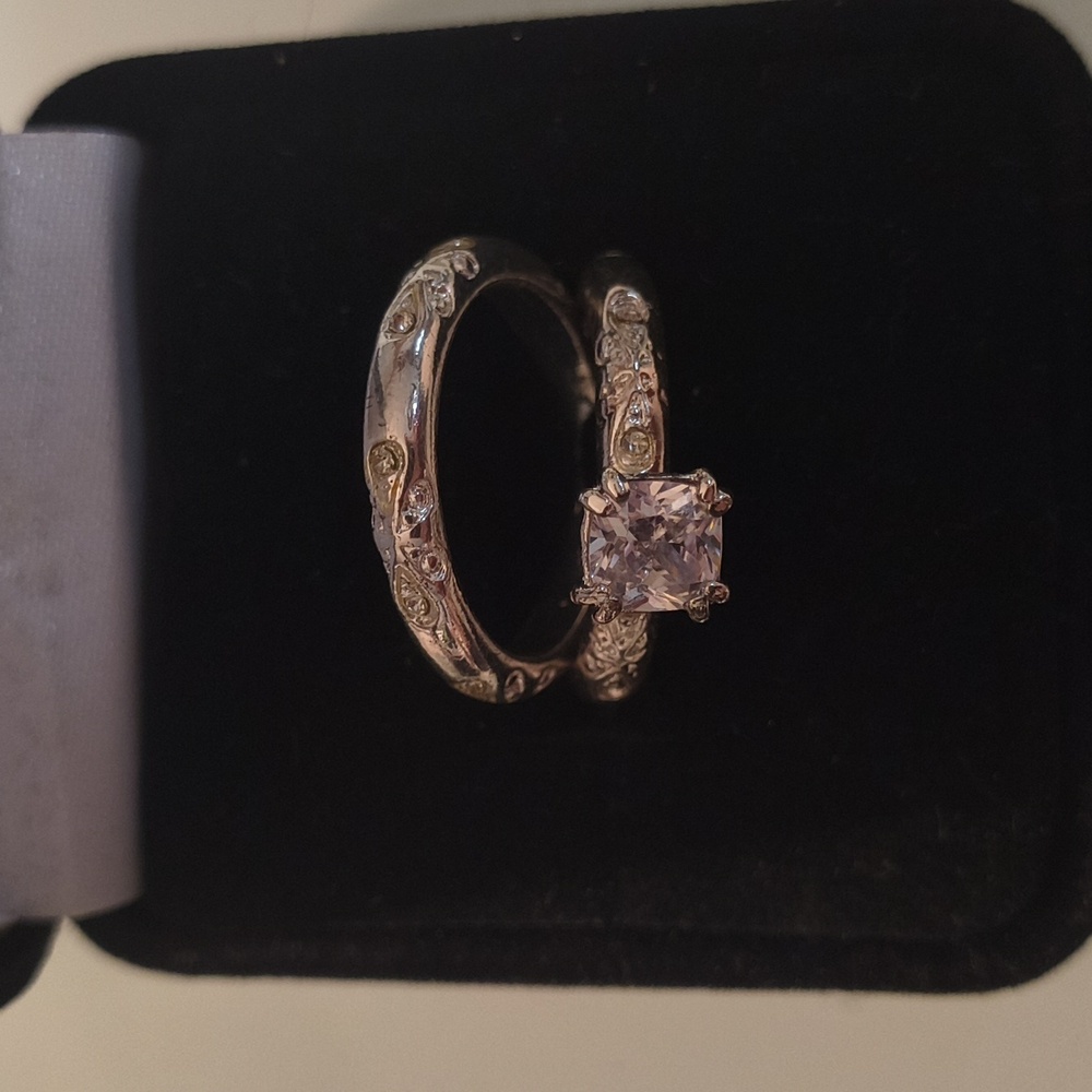 Paradise Bliss 2 Piece CZ Engagement Ring And Band Set Size 9